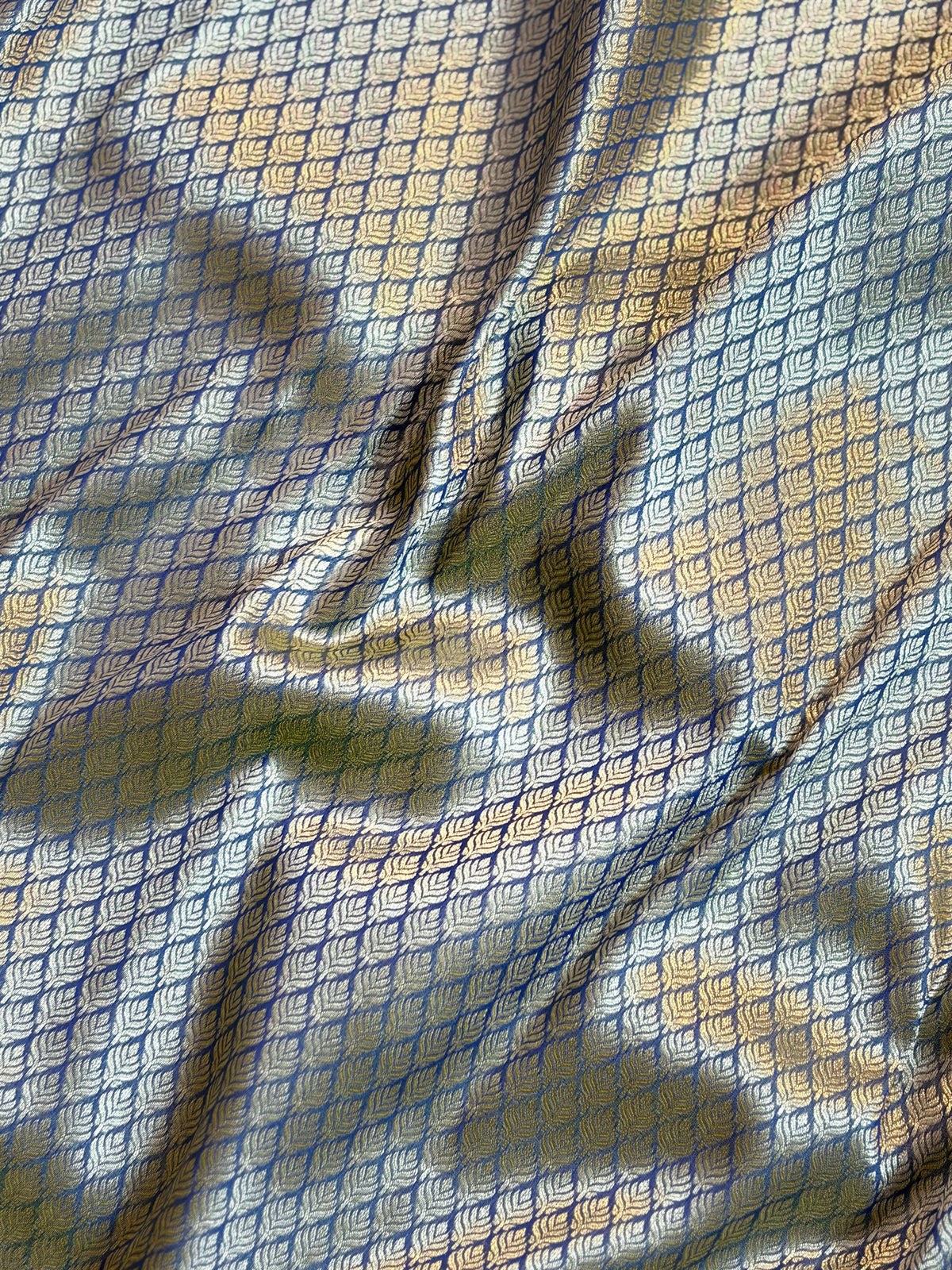 Exquisite Indigo Blue Katan Silk Saree with Meenakari Floral Jaal & Zari Pallu