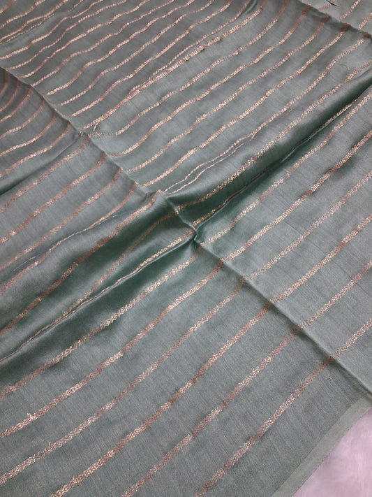 Mint Green Chanderi Silk 3-Piece Unstitched Banarasi Suit