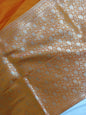 Vibrant Mustard Orange Katan Silk Banarasi Saree with Floral Jaal