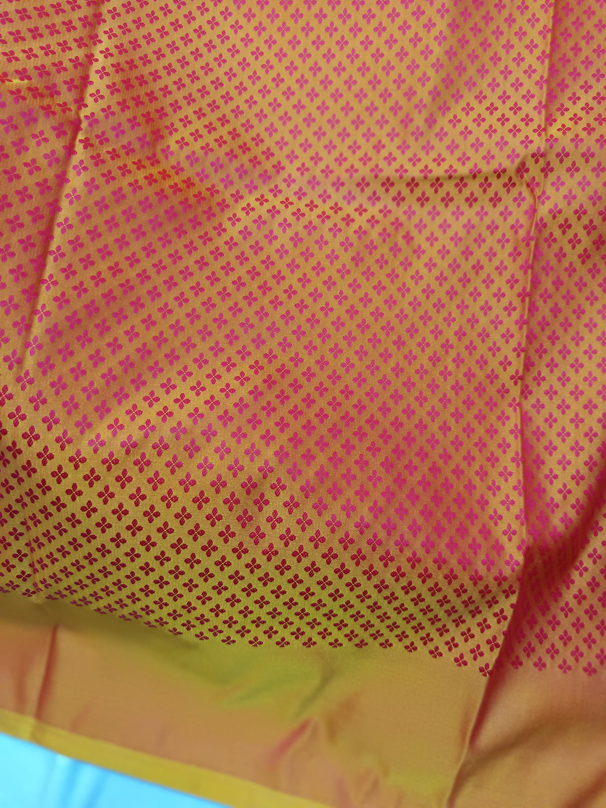 Vibrant Mustard Orange Katan Silk Banarasi Saree with Floral Jaal