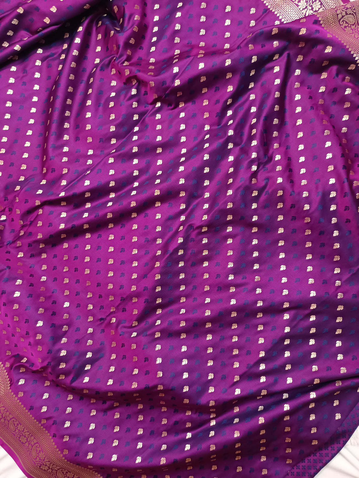 Rich Purple Mashru Silk Banarasi Saree with Woven Butis
