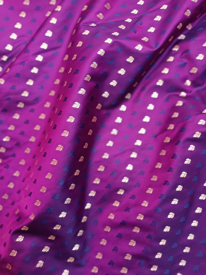 Rich Purple Mashru Silk Banarasi Saree with Woven Butis
