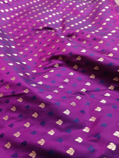 Rich Purple Mashru Silk Banarasi Saree with Woven Butis