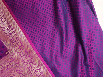 Rich Purple Mashru Silk Banarasi Saree with Woven Butis