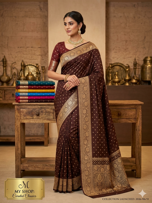 Shree Kashi Trends Pure Katan Silk Handloom Banarasi Saree with Zari Brocade